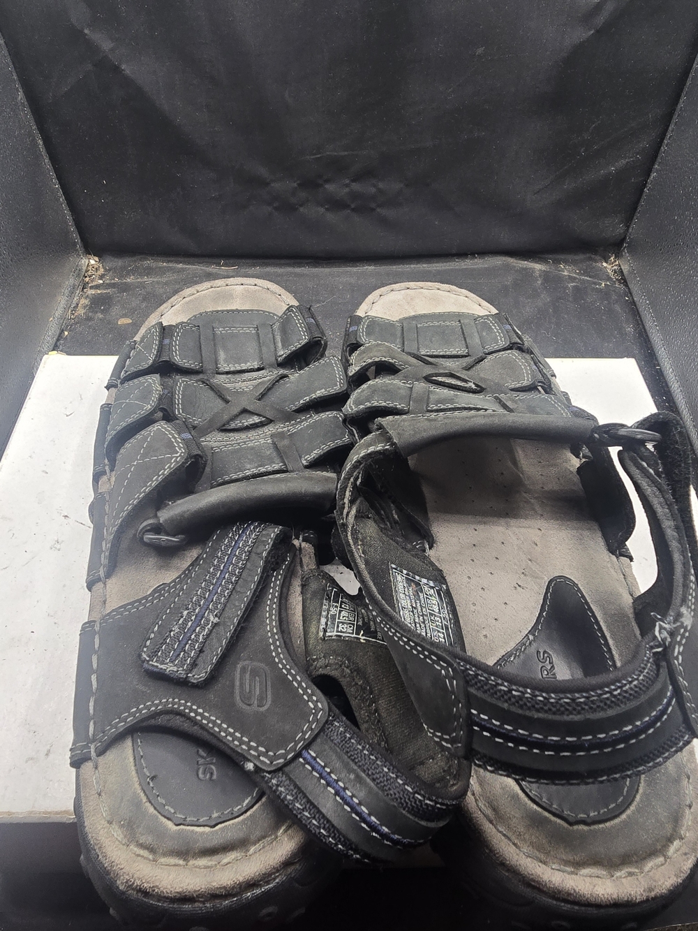 Skechers Men’s Black and Gray Strapped Sandals